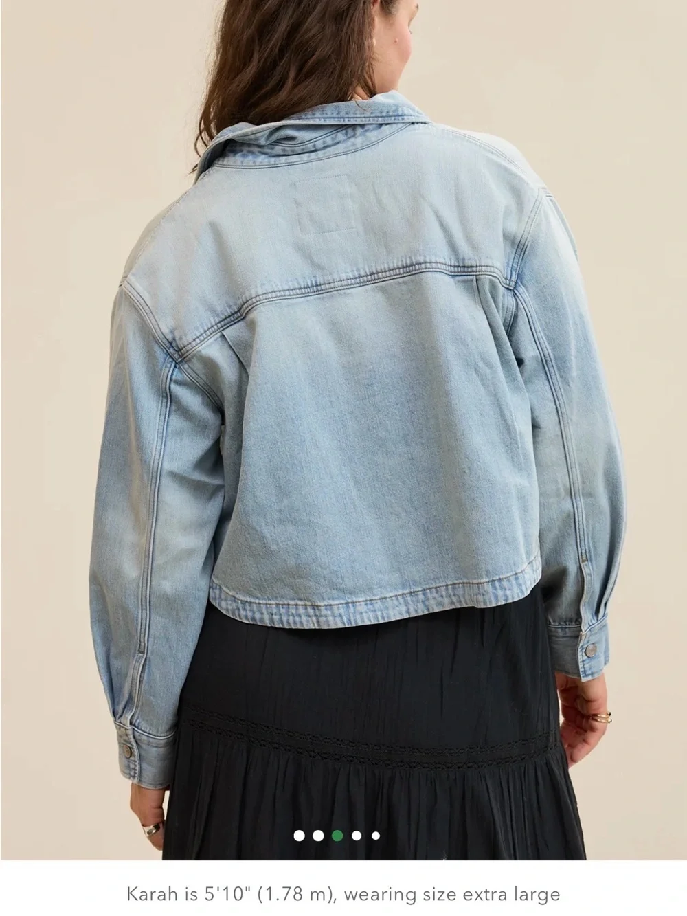 NWT Aerie Cropped Buttondown Shirt Light Wash Cropped Denim Jacket - Light Blue - Picture 2 of 10